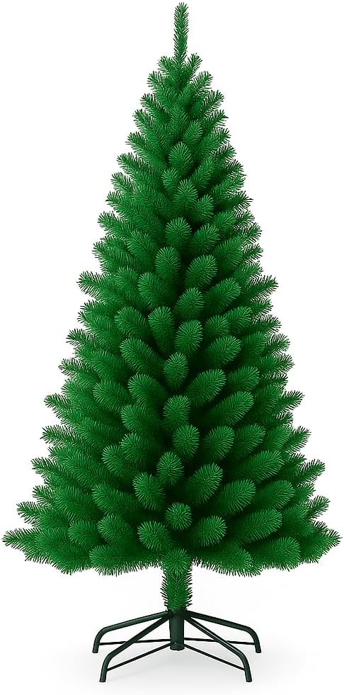 5ft Artificial Christmas Tree, 521 Tips, Hinged Branches, Fireproof, Metal Stand