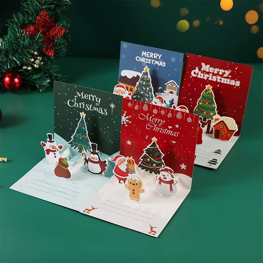 Greeting Cards Folding Merry Christmas Best Wishes Card Xmas Gift