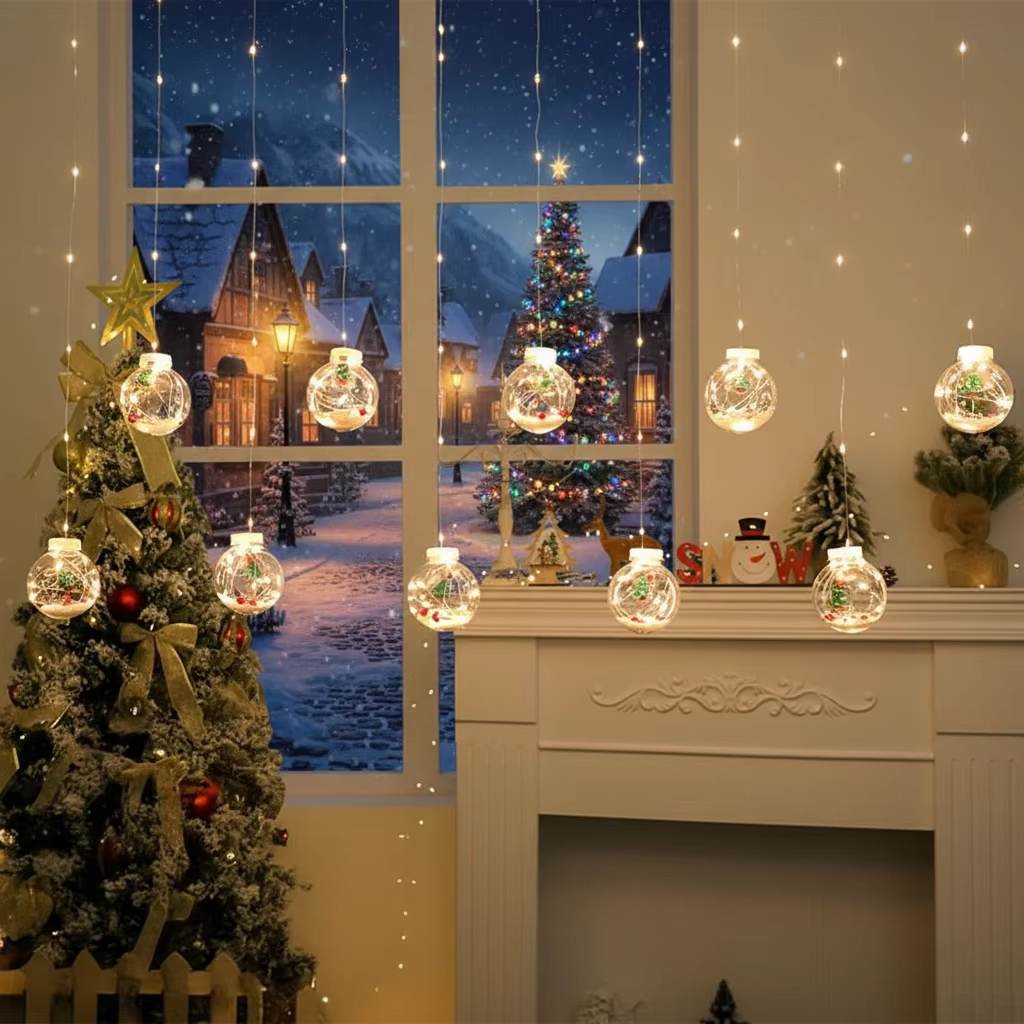 10pc Fairy Curtain String Lights Christmas Wish Ball LED Wedding Holiday Garland Lamp for Home Room Party Decoration