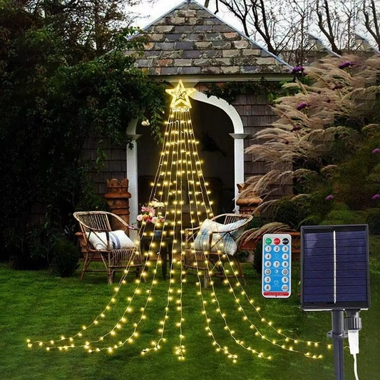 New Hot Selling LED Pentagram Waterfall Light Flowing Tail Lamp Christmas Decorative Light, Courtyard Star Light String