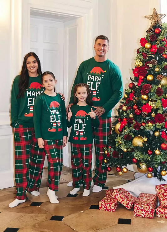 Christmas Family Printed Matching Sets Father Mother Children Check Pajama Pants