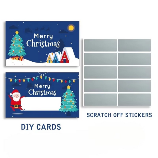 Christmas Scratch Cards with Santa, Merry Christmas Designs-Self-Scratchable Holiday reward tickets