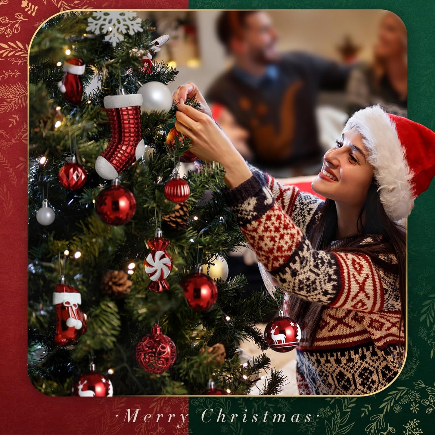 128 Pieces Christmas Tree Decorations, Christmas Baubles Ornaments Reusable Shatterproof Balls for Xmas Hanging Pendants Festival Party Decor