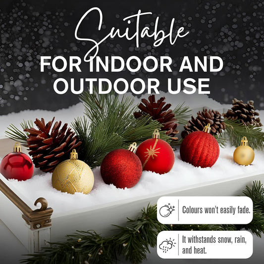 08 Pieces Christmas Baubles Set - Assorted Baubles - Gold & Red Decorations - Shatterproof Hanging Ornaments for Christmas Decorations