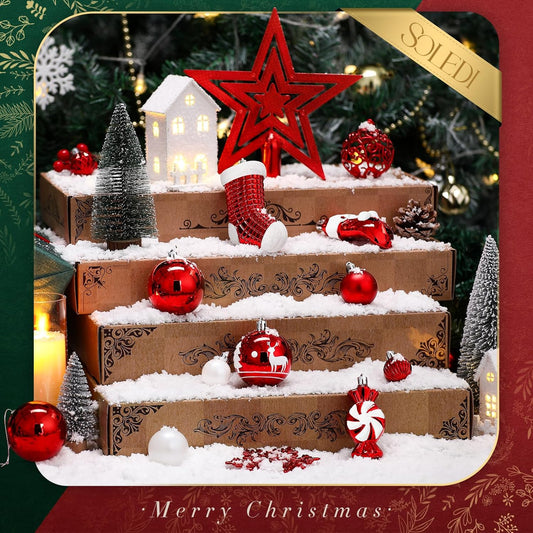 128 Pieces Christmas Tree Decorations, Christmas Baubles Ornaments Reusable Shatterproof Balls for Xmas Hanging Pendants Festival Party Decor