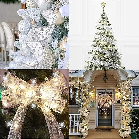 Christmas Tree Ribbon Lights - 19ft/6m 60 LED Waterproof Fairy Lights for Decorations, Curtain, Hanging, Bedroom Wall, Garden, Patio - 6m Cable Length
