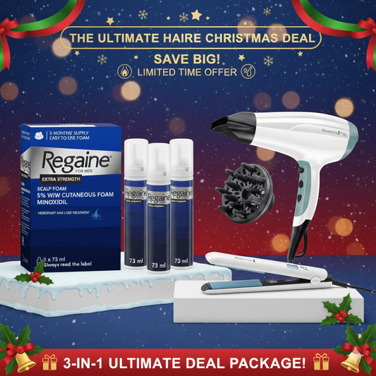 The Ultimate Christmas 3-IN-1 Mega Deal Regaine + Remington Dryer & Hair Straightener Deal