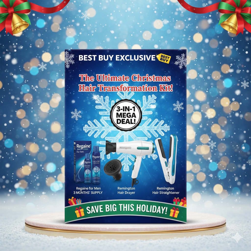 The Ultimate Christmas 3-IN-1 Mega Deal Regaine + Remington Dryer & Hair Straightener Deal