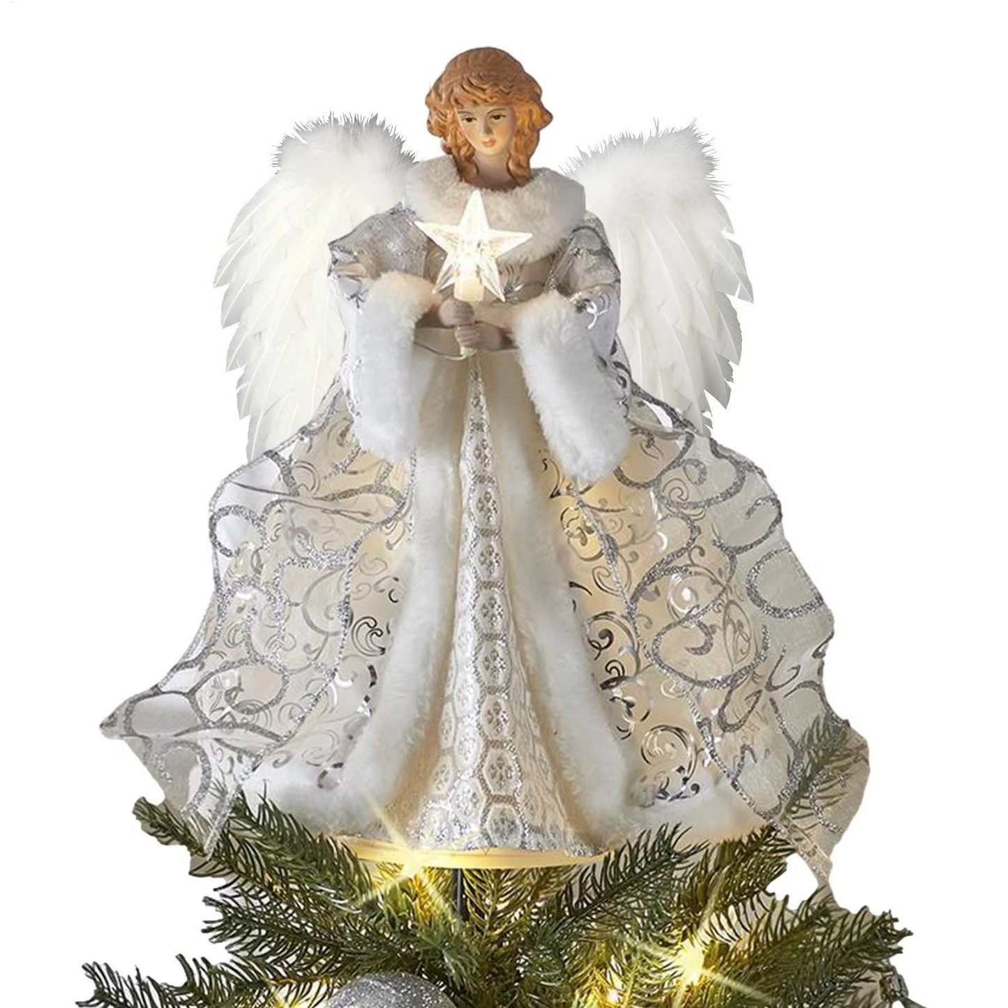 Christmas Tree Angel Topper String Light Ornament Home Decorations 2025 Xmas Naviad 2026 New Year Party Supplies