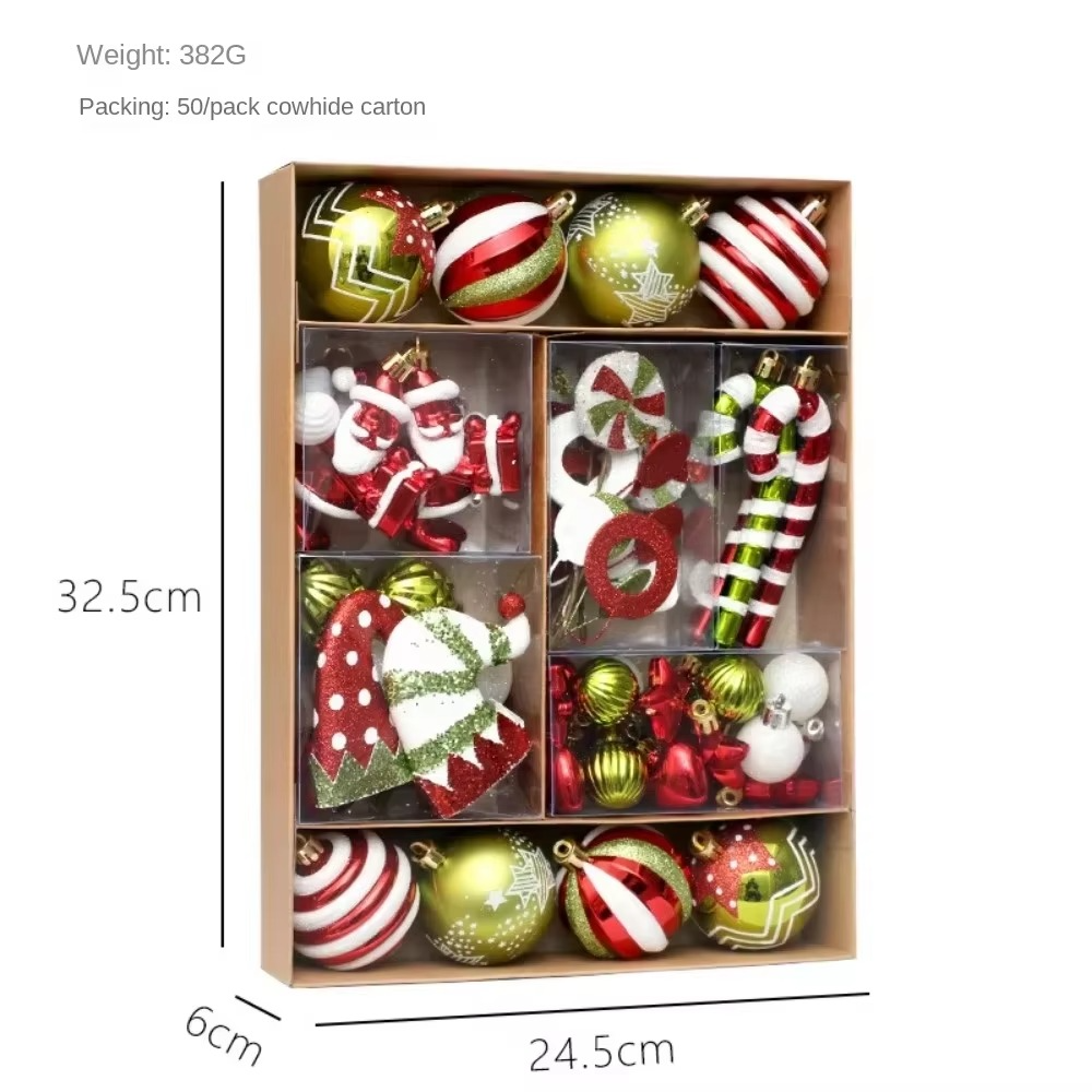 50Pcs Christmas Tree Hanging Decora Xmas Tree Pendants Christmas Ball Ornaments SetChampagne Blue Black Red Wine Red Wedding