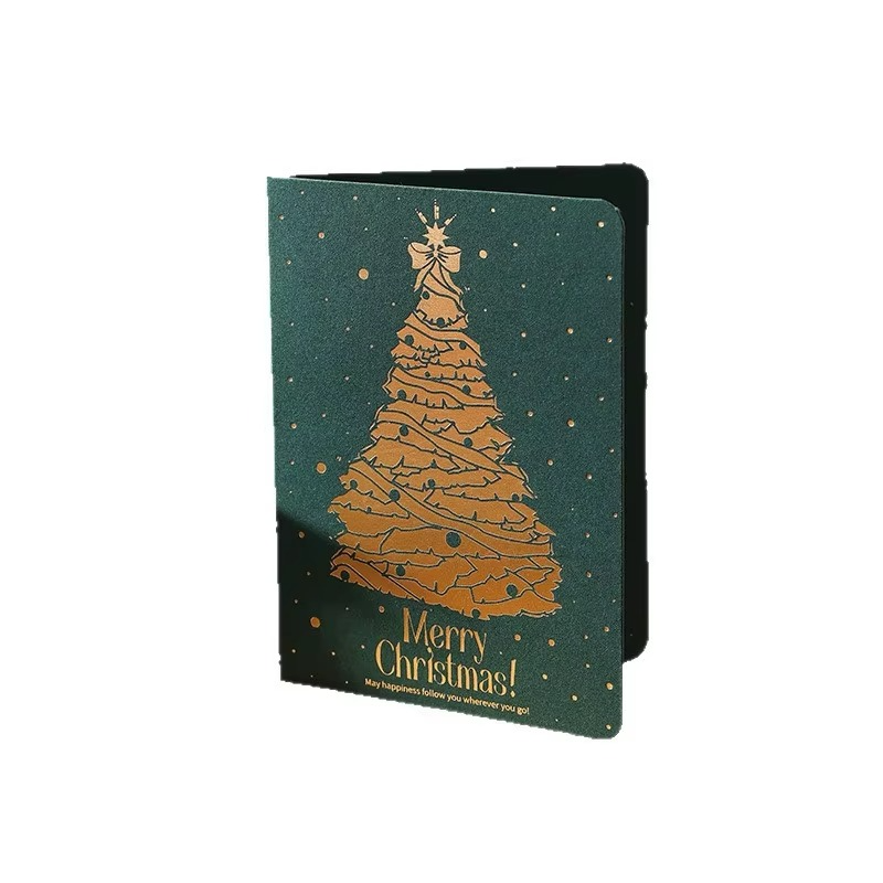 Christmas Greeting Card Red Green Hot Stamping Christmas Blessing Greeting Cards Envelope