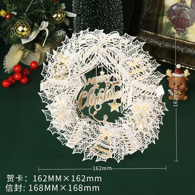 Christmas 3D Greeting Card Creative Small Card Exquisite and Premium Christmas Eve Gift Snowman Elk Decoration Greeting Card