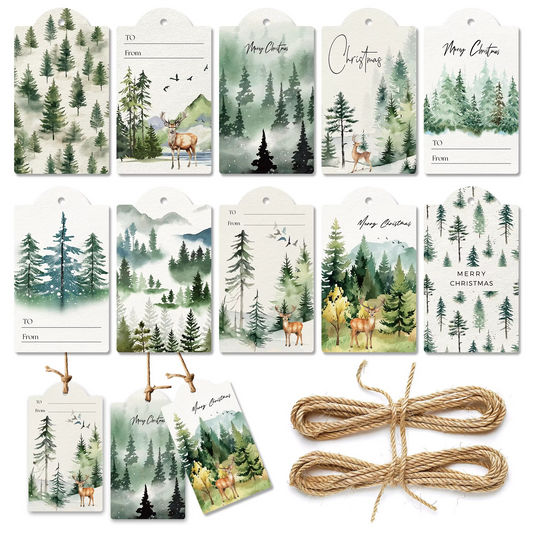 Christmas Santa Claus Paper Tag with String Nutcracker Gift Packaging Label Box Decoration Card