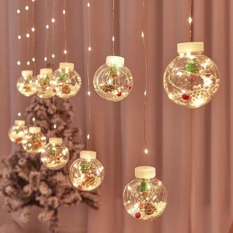 10pc Fairy Curtain String Lights Christmas Wish Ball LED Wedding Holiday Garland Lamp for Home Room Party Decoration