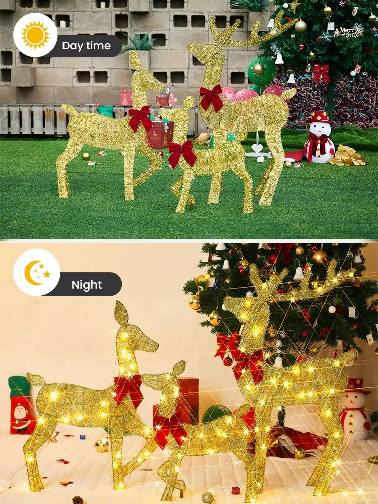 Lighted Christmas Reindeer Water Resistant Light Up Decoration For Garden Glowing Reindeer Outdoor Yard Ornament New Year 2025