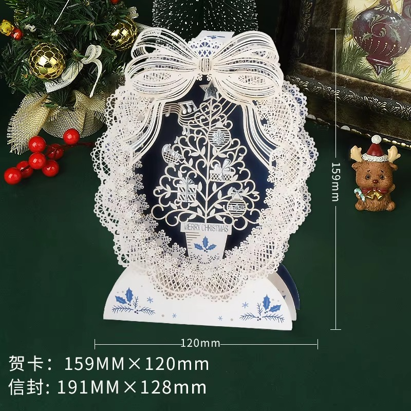 Christmas 3D Greeting Card Creative Small Card Exquisite and Premium Christmas Eve Gift Snowman Elk Decoration Greeting Card