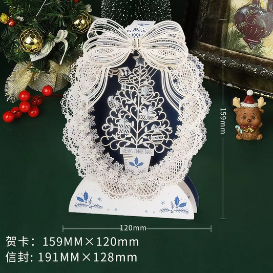 Christmas 3D Greeting Card Creative Small Card Exquisite and Premium Christmas Eve Gift Snowman Elk Decoration Greeting Card
