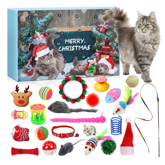 New 2025 Christmas Advent Calendar 24-Grid Cat Toys Christmas Countdown Blind Box Christmas Decorations Pet Surprise Blind Box
