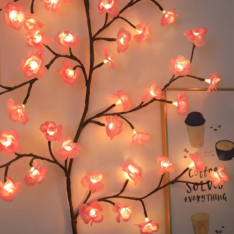 1.8M Cherry LED Tree Branch Light for Wall Cherry Blossom Willow Vine Twig Decor Garland USB 96 LED Light Christmas Decoration