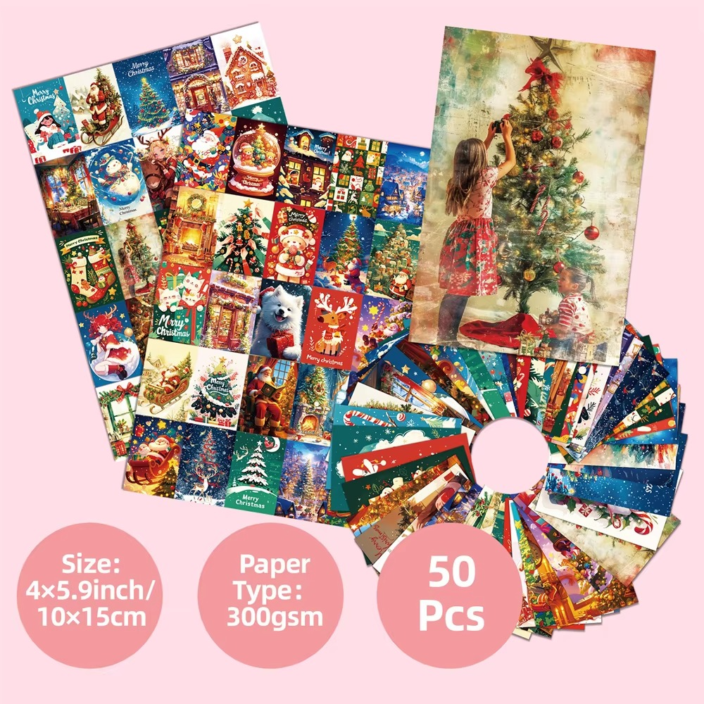 Christmas Holiday Theme Card set DIY Decoration Background Card Gift Greeting Card