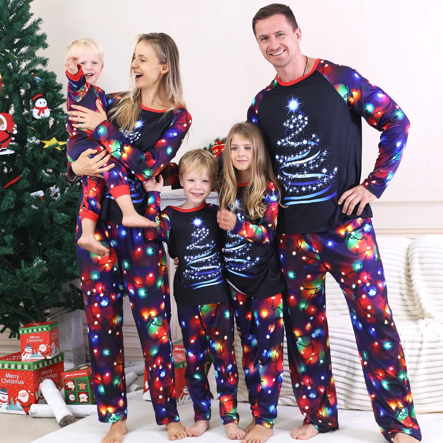 Christmas Family Printed Matching Sets Father Mother Children Check Pajama Pants