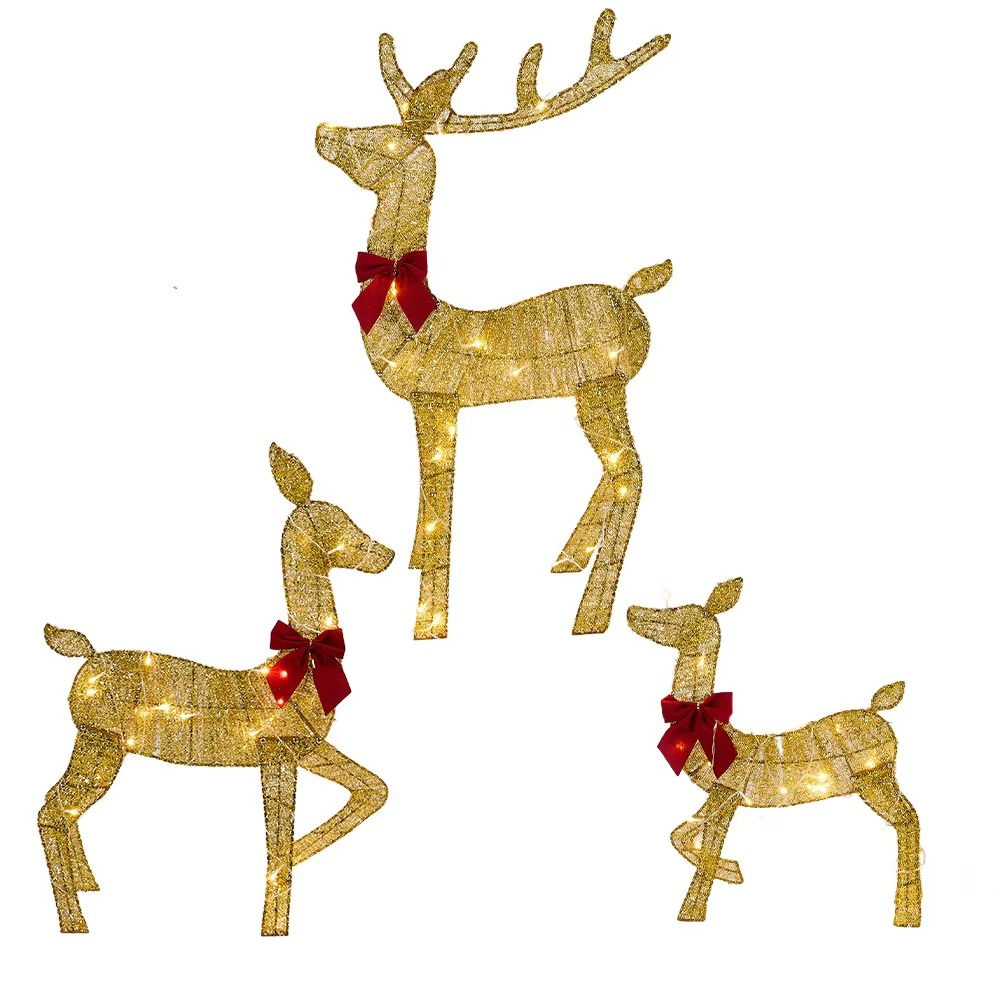 Lighted Christmas Reindeer Water Resistant Light Up Decoration For Garden Glowing Reindeer Outdoor Yard Ornament New Year 2025