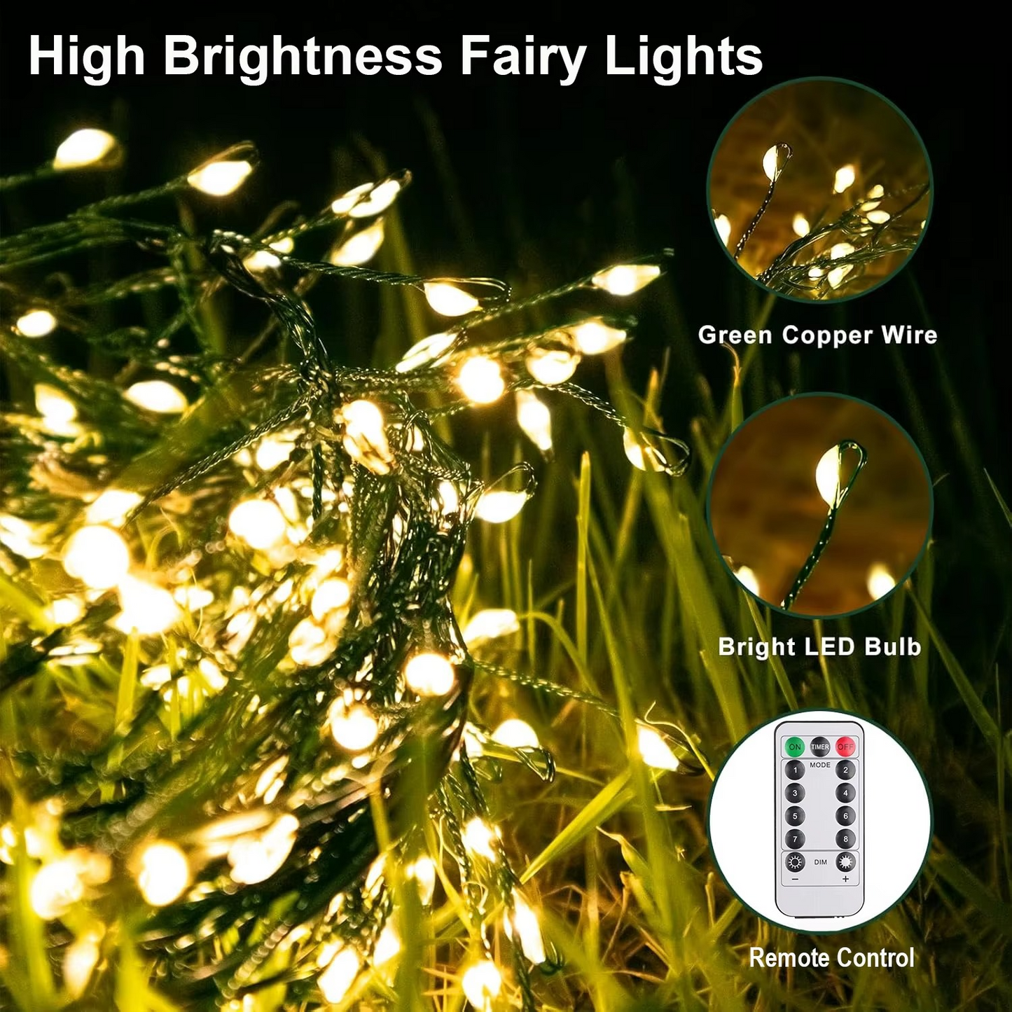 LED Firecracker String Lights 30-75M Garland Fairy Lights EU/US DC Holiday String Lights for Wedding Party Christmas Decoration