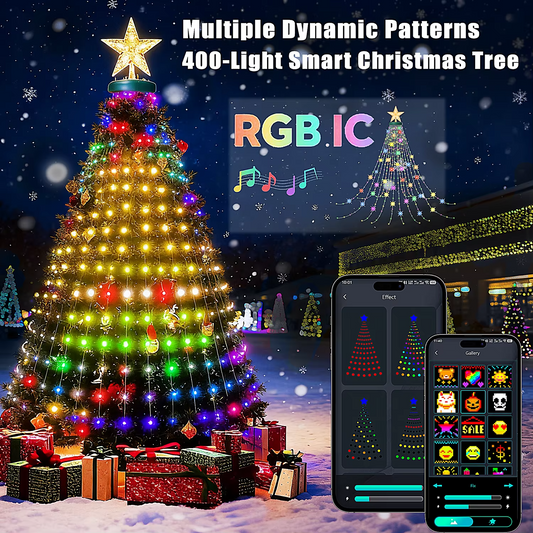 400 LED 2.1-Meter Christmas Tree Lights Multiple Lighting Modes, Timer-Controlled Dimming Multi-Color Christmas Decorations Wate