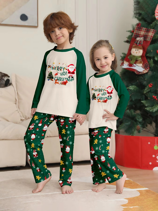 Christmas Print Pajamas Mom Dad Kids Matching Outfits Set 2 Pieces Suit Baby