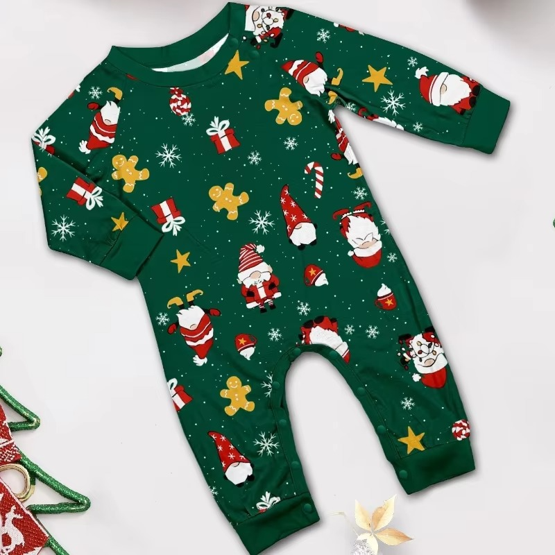 Christmas Print Pajamas Mom Dad Kids Matching Outfits Set 2 Pieces Suit Baby