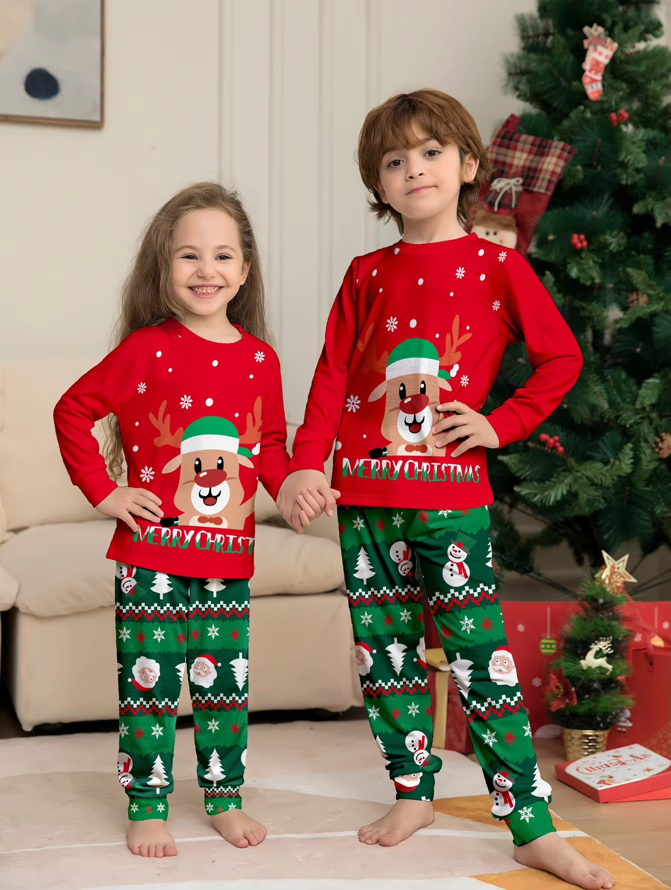 Christmas Family Matching Pajamas Set Mother Kids Clothes Christmas Pajamas For Family Clothing Set