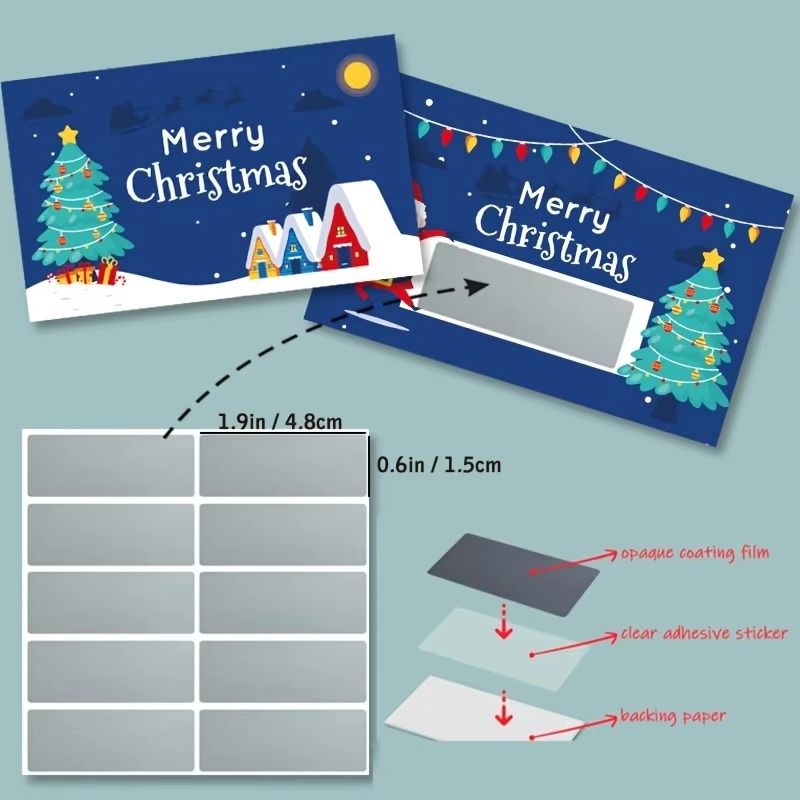 Christmas Scratch Cards with Santa, Merry Christmas Designs-Self-Scratchable Holiday reward tickets
