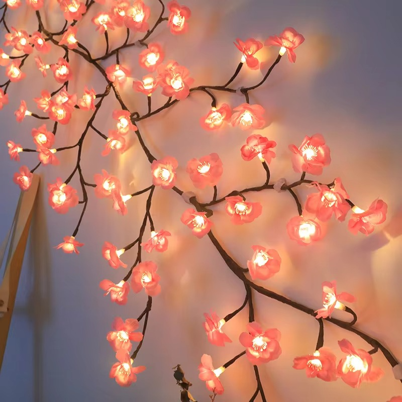 1.8M Cherry LED Tree Branch Light for Wall Cherry Blossom Willow Vine Twig Decor Garland USB 96 LED Light Christmas Decoration