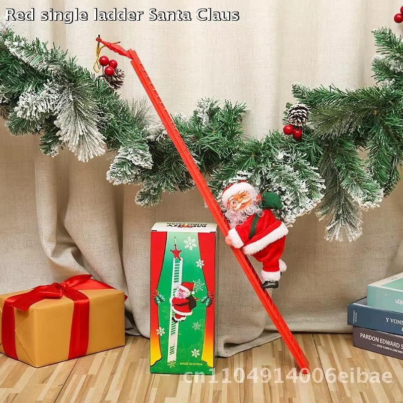 Electric Music Santa Parachute Climbing Ladder Christmas Window Decoration Pendant Gift - Plastic Climbing Beads with Music
