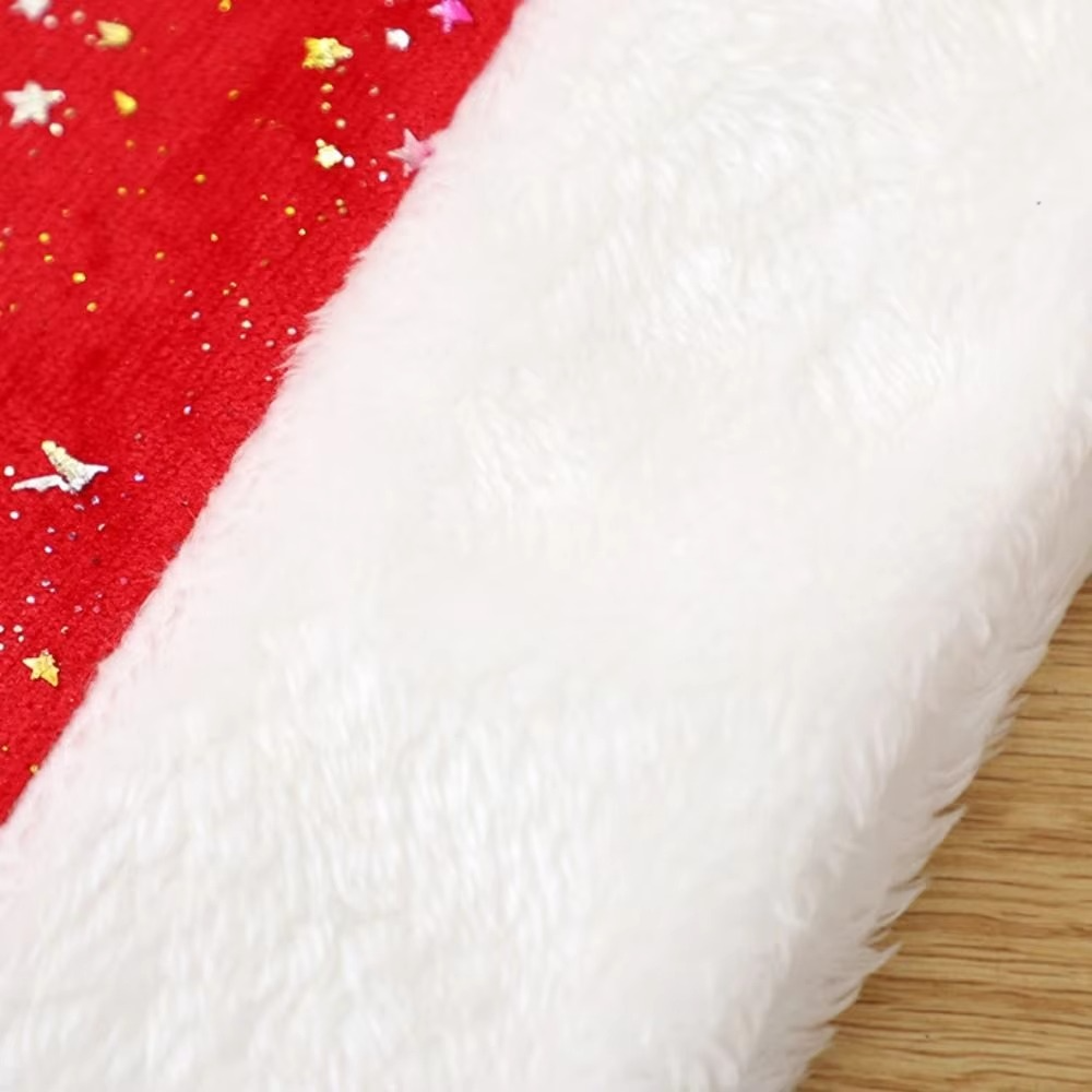Santa Hat Star Long Plush Christmas Hat Headdress Xmas Cap Adults