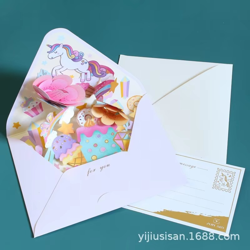 Christmas Card 3D Pop-up Greeting Cards Set Postcard Party Wedding