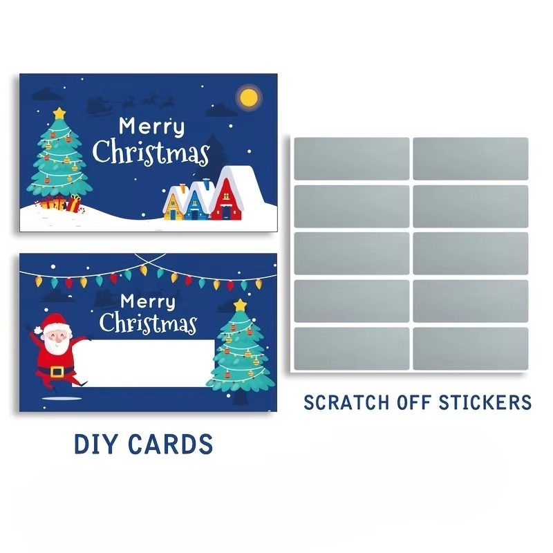 Christmas Scratch Cards with Santa, Merry Christmas Designs-Self-Scratchable Holiday reward tickets