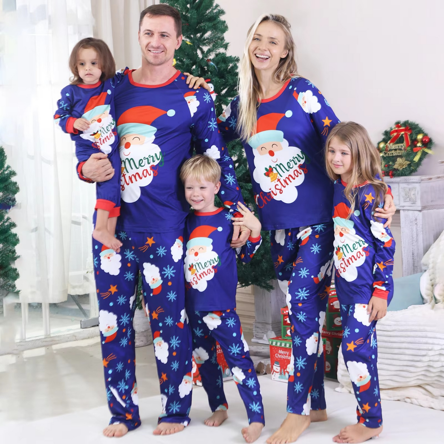 Christmas Family Printed Matching Sets Father Mother Children Check Pajama Pants