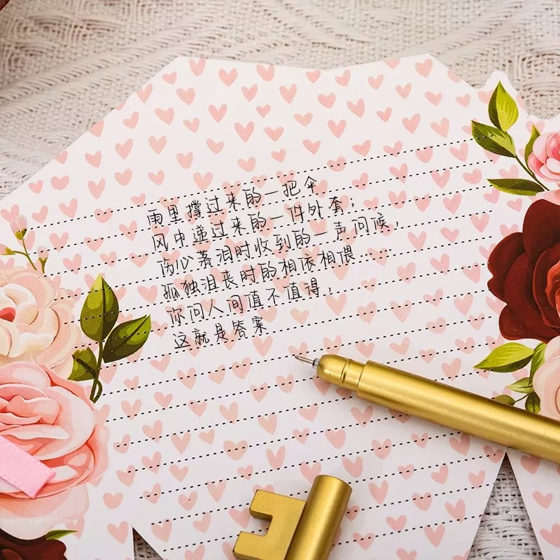 ouquet Greeting Card Bow Foil Valentine's Day Christmas Blessing Thank You Gift Message