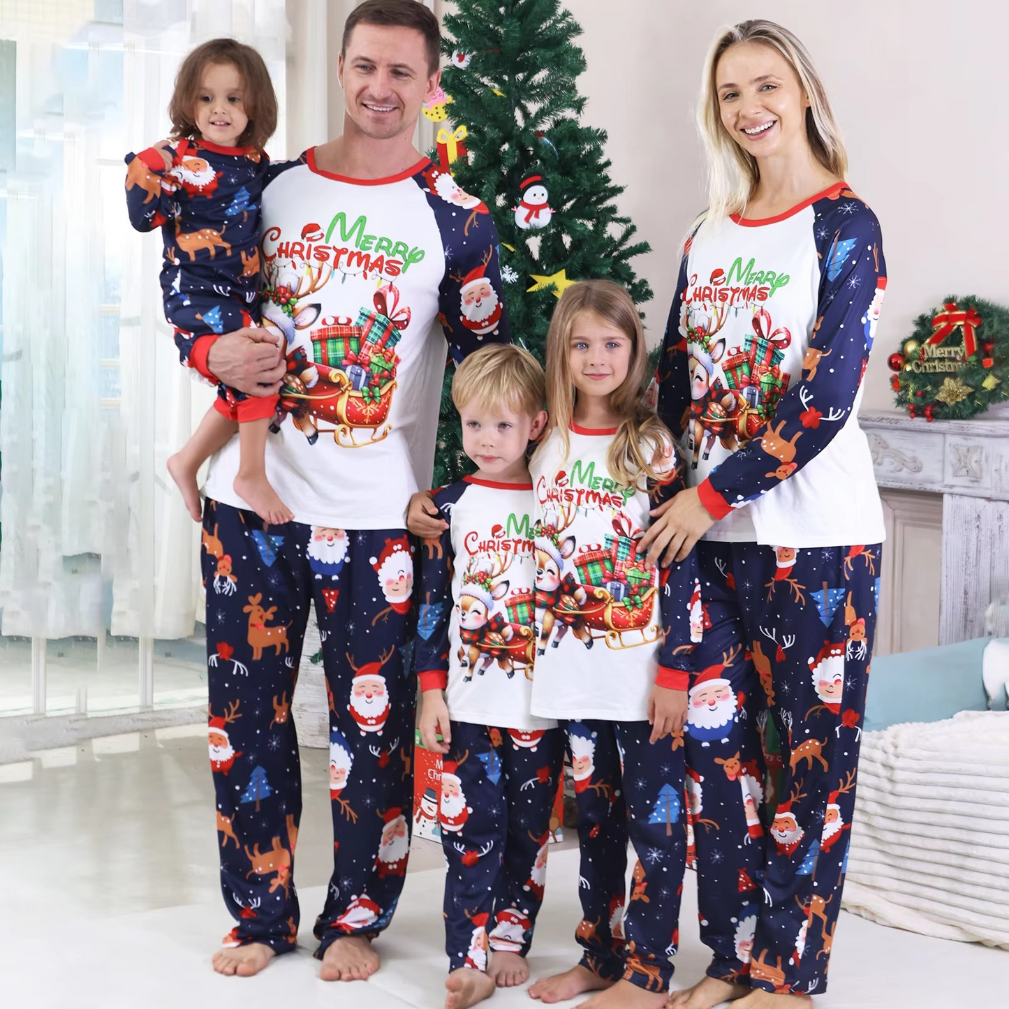 Christmas Family Printed Matching Sets Father Mother Children Check Pajama Pants