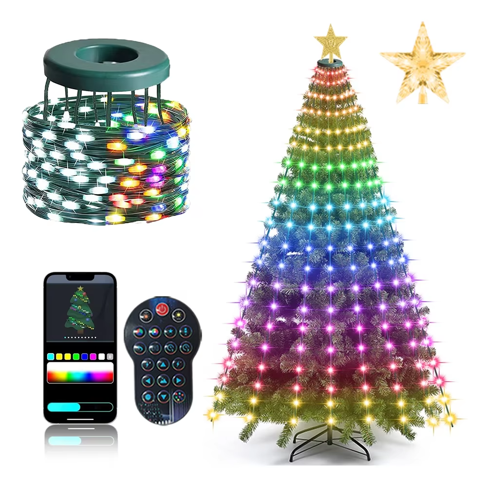 400 LED 2.1-Meter Christmas Tree Lights Multiple Lighting Modes, Timer-Controlled Dimming Multi-Color Christmas Decorations Wate
