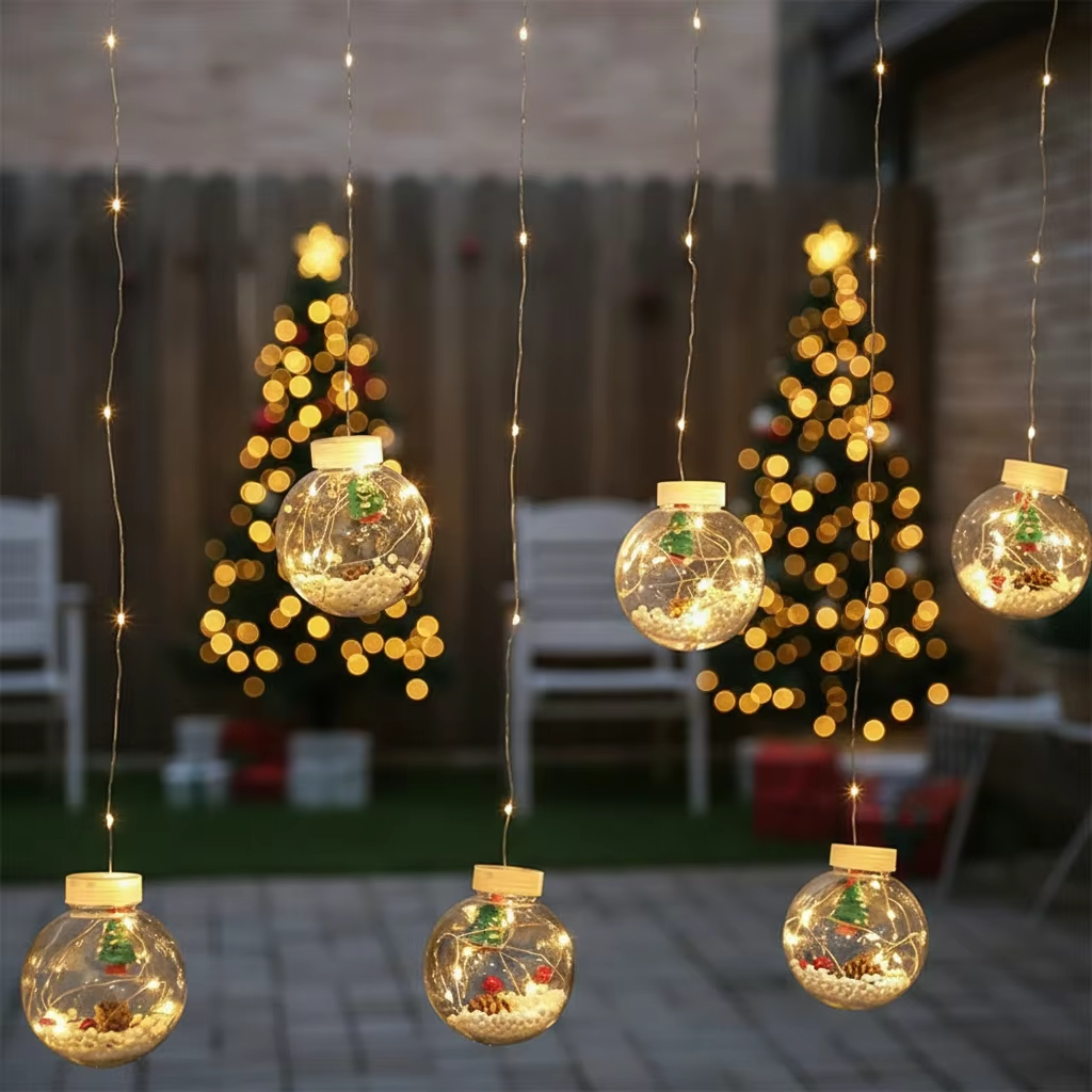 10pc Fairy Curtain String Lights Christmas Wish Ball LED Wedding Holiday Garland Lamp for Home Room Party Decoration