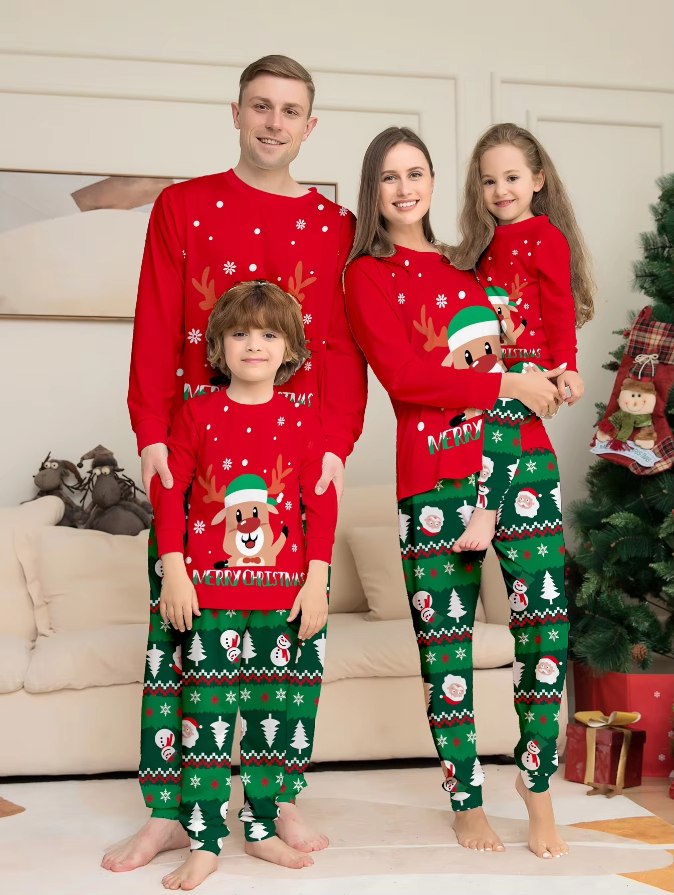 Christmas Family Matching Pajamas Set Mother Kids Clothes Christmas Pajamas For Family Clothing Set