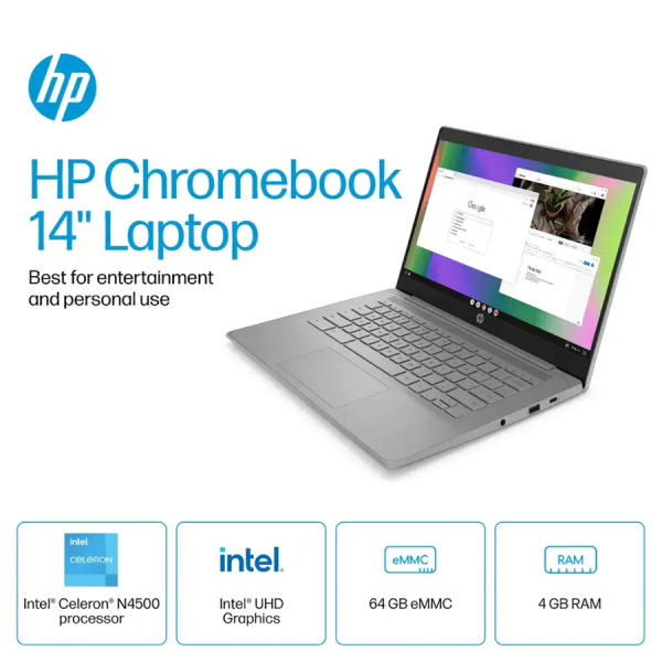 HP - 14" Chromebook - Intel Celeron - 4GB Memory - 64GB eMMC - Modern Grey - Image 7