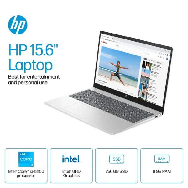 HP - 15.6" Touch-Screen Laptop - Intel Core i3 - 8GB Memory - 256GB SSD - Natural Silver - Image 5