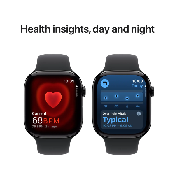 Apple Watch Series 10 (GPS) 46mm Aluminum Case with Black Sport Band - M/L - Jet Black - (2024) - Image 4