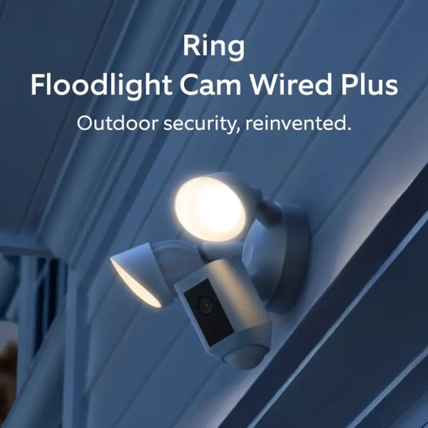 Ring - Floodlight Cam Plus Outdoor Wired 1080p Surveillance Camera - White
